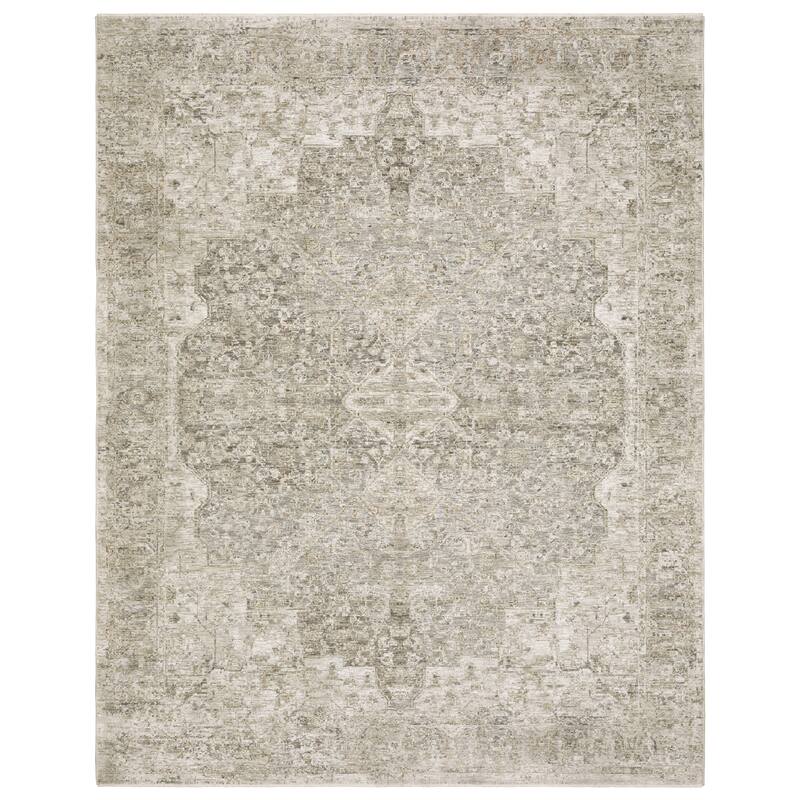Amira Distressed Traditional Beige/ Grey Area Rug - 7'10" x 10'2"