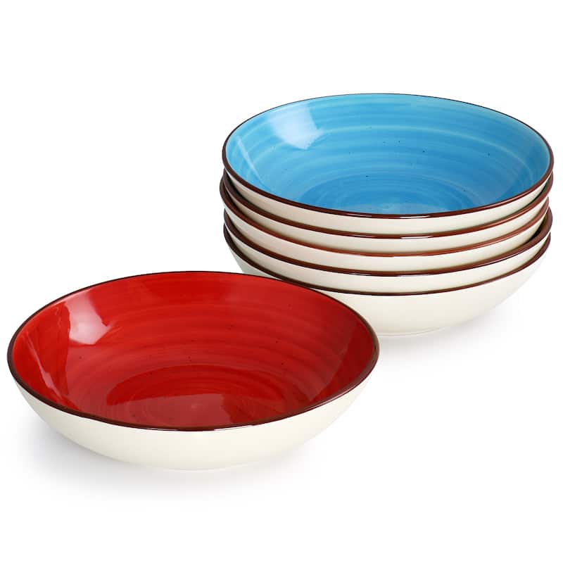 Elama Sebastian 18 Piece Double Bowl Stoneware Dinnerware Set