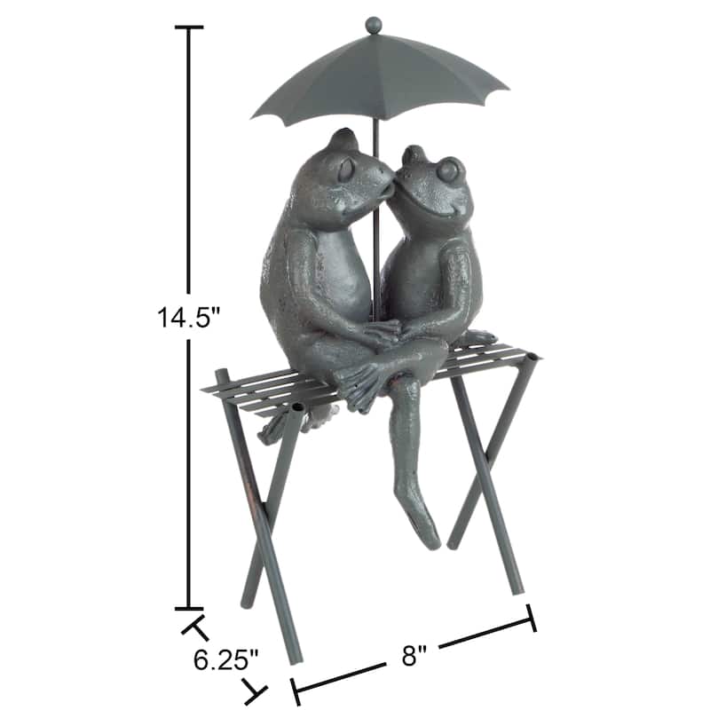 Frog Couple Statue - Whimsical Resin Romantic Animal Figurine for Outdoor by Pure Garden (Bronze)