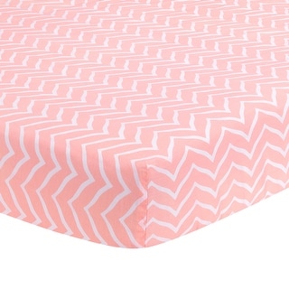 Lambs & Ivy Sweet Owl Dreams Pink/White Chevron Baby/Toddler Fitted Crib Sheet