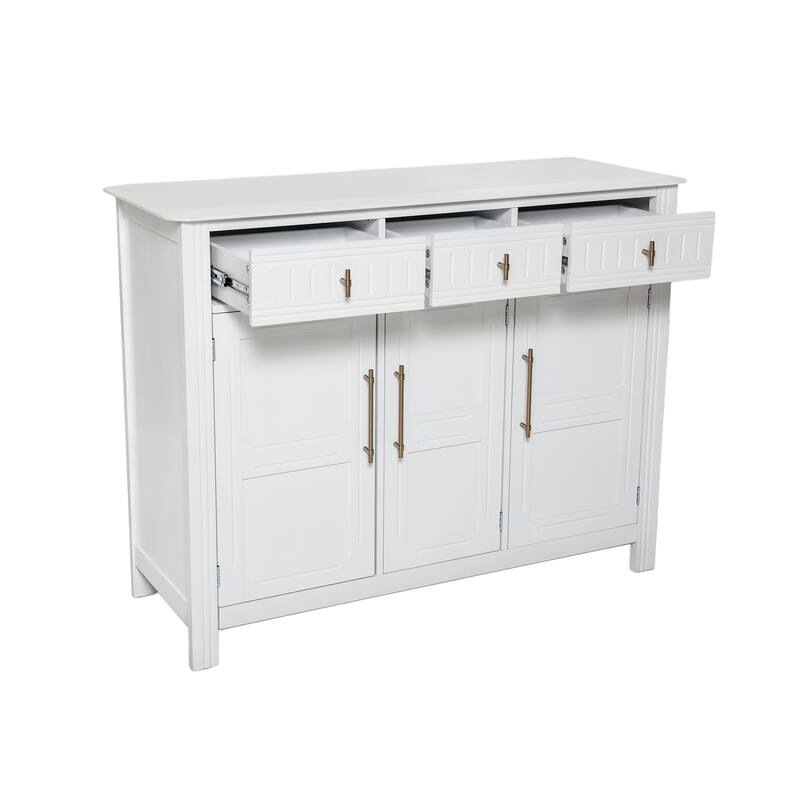 48" Sideboard Buffet Cabinet with 3 Doors and 3 Drawers, Modern Buffet Table Coffee Bar Storage Cabinet with Adjustable Shelves