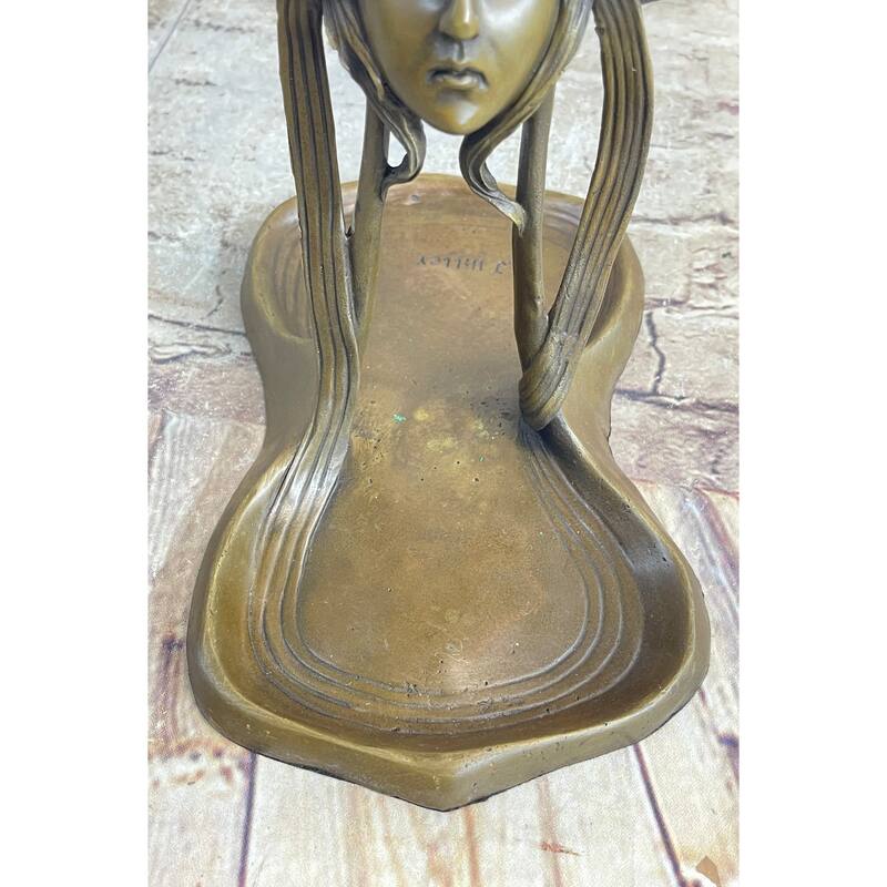 Art Deco Art Nouveau Austria Bronze Nude Lady Card Jewelry Trinket Tray Ashtray