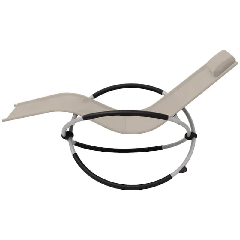 vidaXL Sun Lounger Black (frame) and cream (fabric) - 29.1 x 56.7 x 33.5