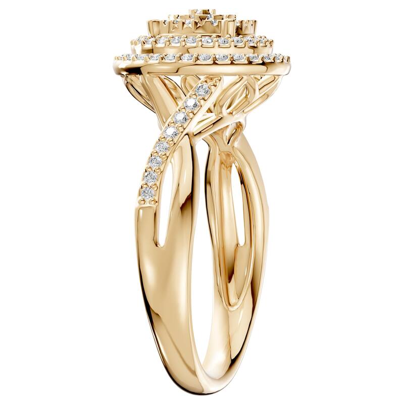 AEON Radiant Aura Round 0.50ct Lab Grown Diamond Cluster Double Halo Ring