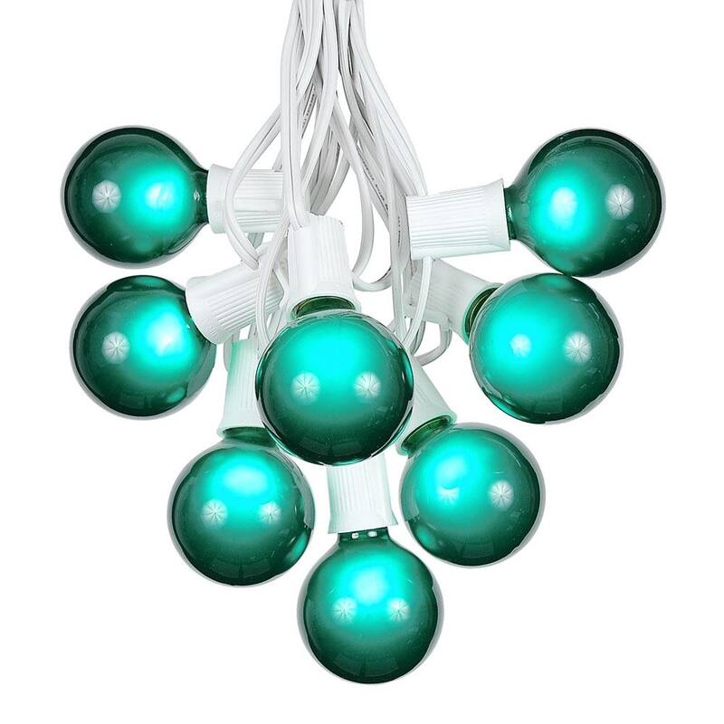 25 Foot G50 Outdoor Globe Patio String Lights - Set of 25 G50 Globe Bulbs - Green