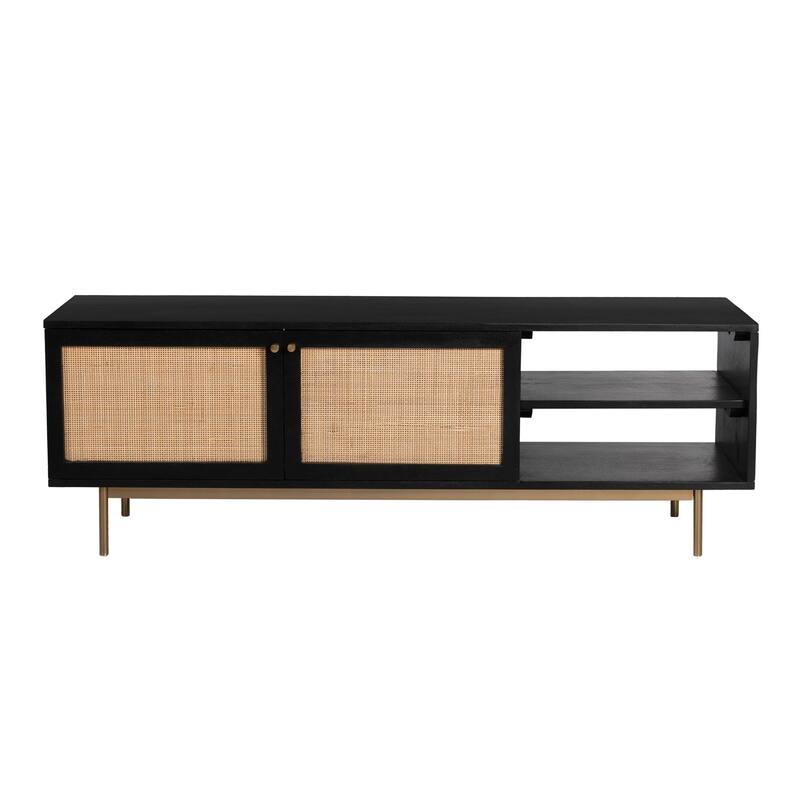 Curtis Solid Wood with Natural Woven Cane TV Stand