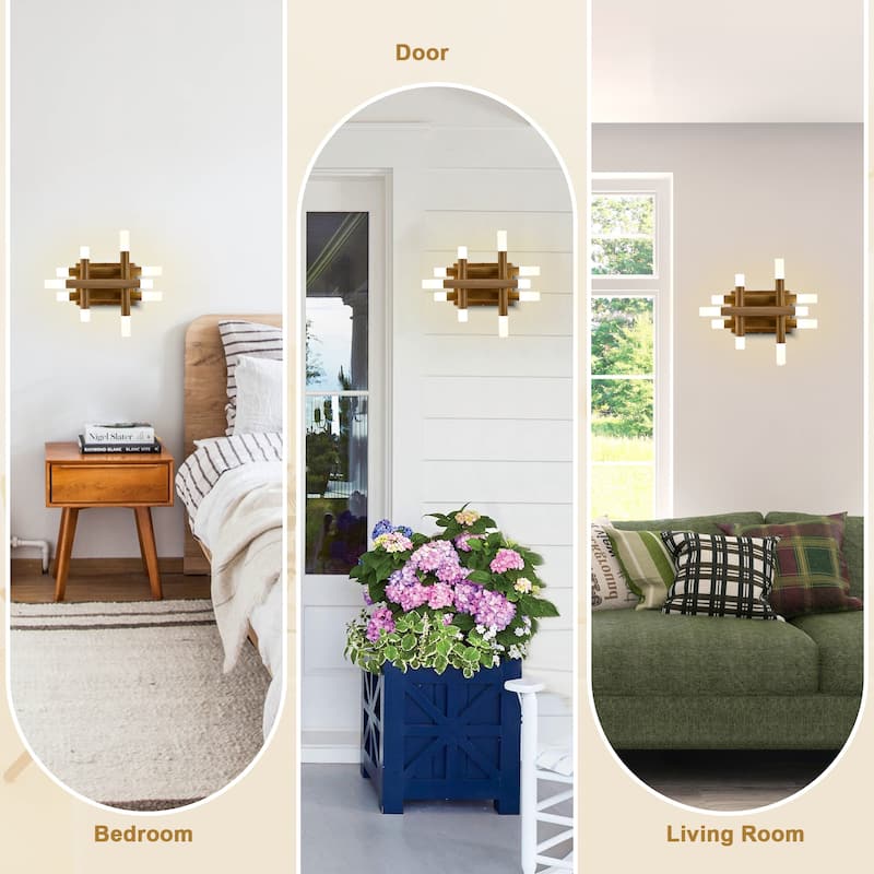 Bella Depot Wall Light Farmhouse Dimmable LED Sconce with Remote 13" x12"
