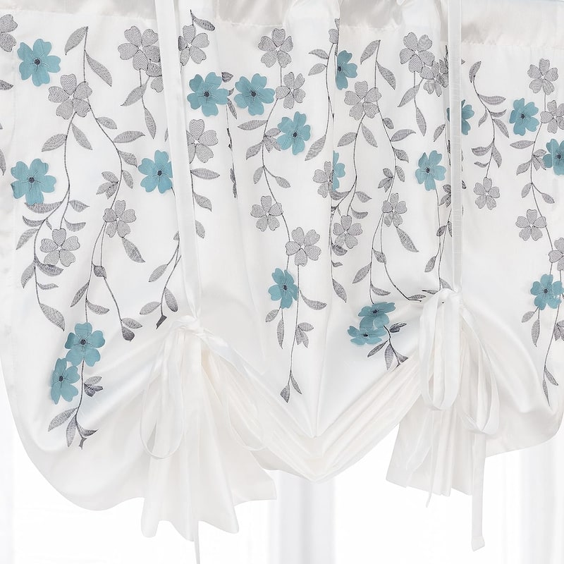DriftAway Tie Up Curtains Floral Embroidered Balloon Isabella Roman Shades Rod Pocket