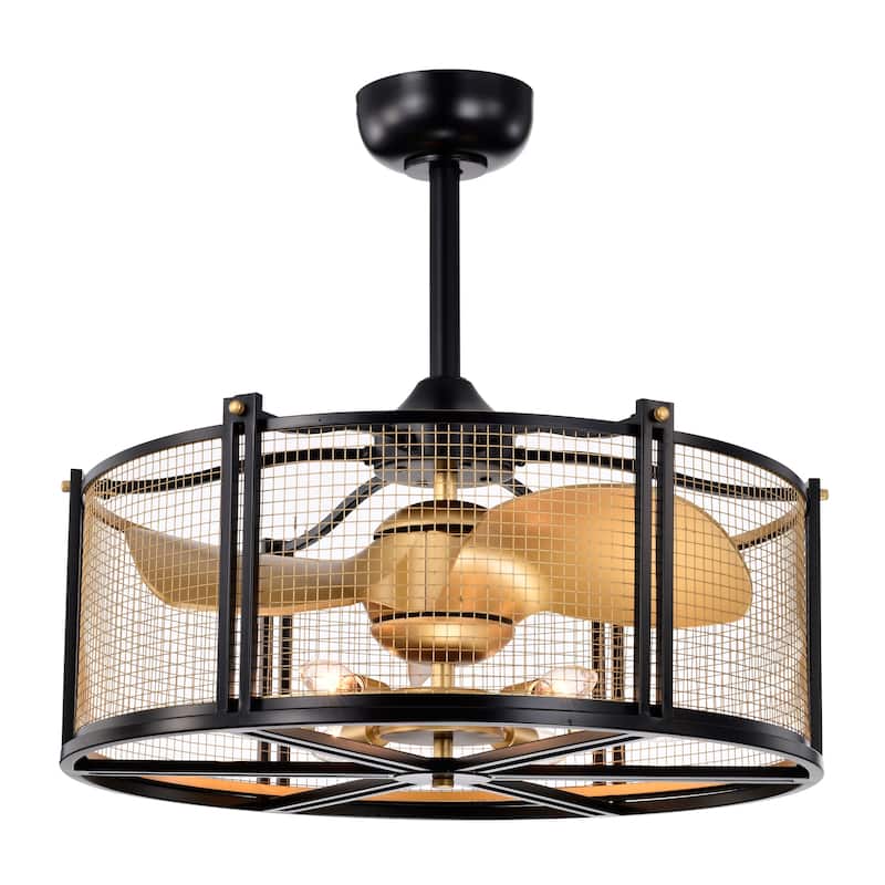 Bailey Oil Rubbed Matte Black 6 Light 3 Blade Chandelier Ceiling Fan 25 Inch with Remote