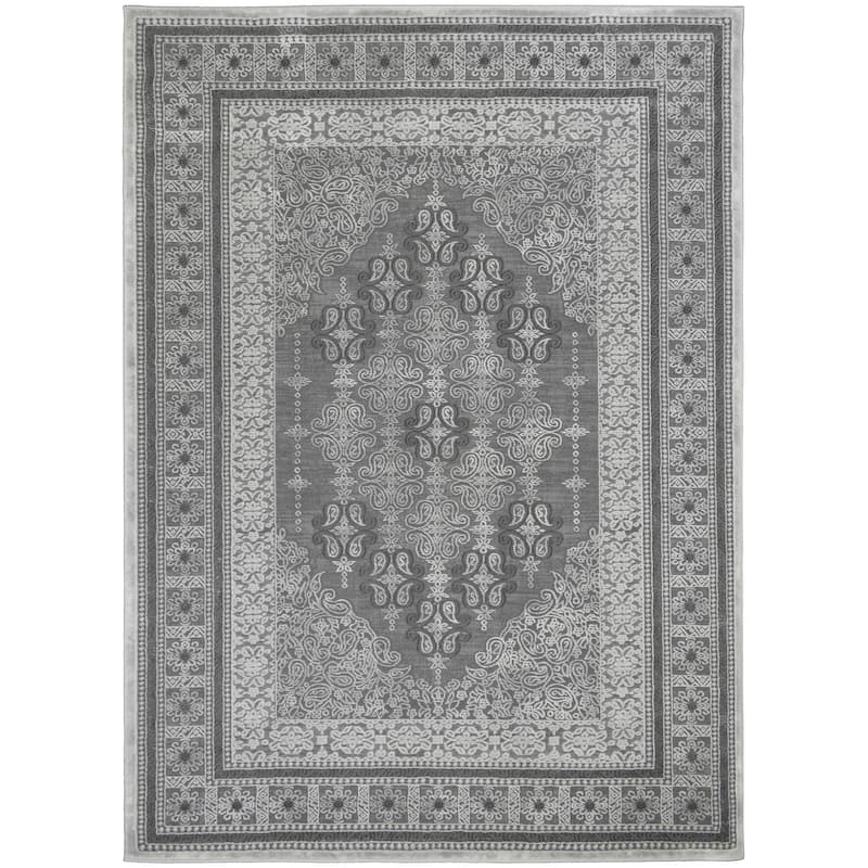 Everest Iris Gray Traditional Oriental Area Rug - 7'10"x9'10"