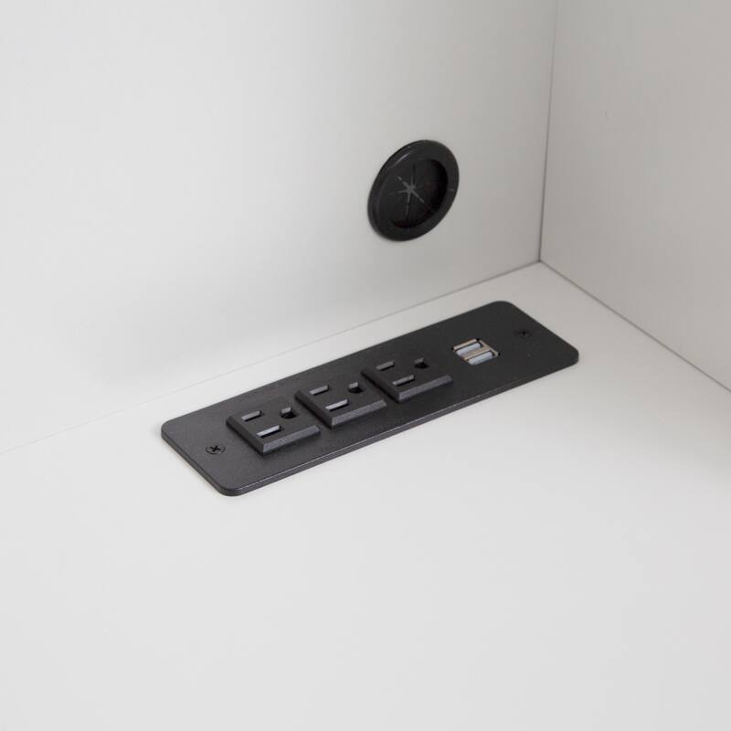 51.2-Inch Computer Desk Executive Desk with Charging Station, Lockable Drawer and Bookshelf for Home Office