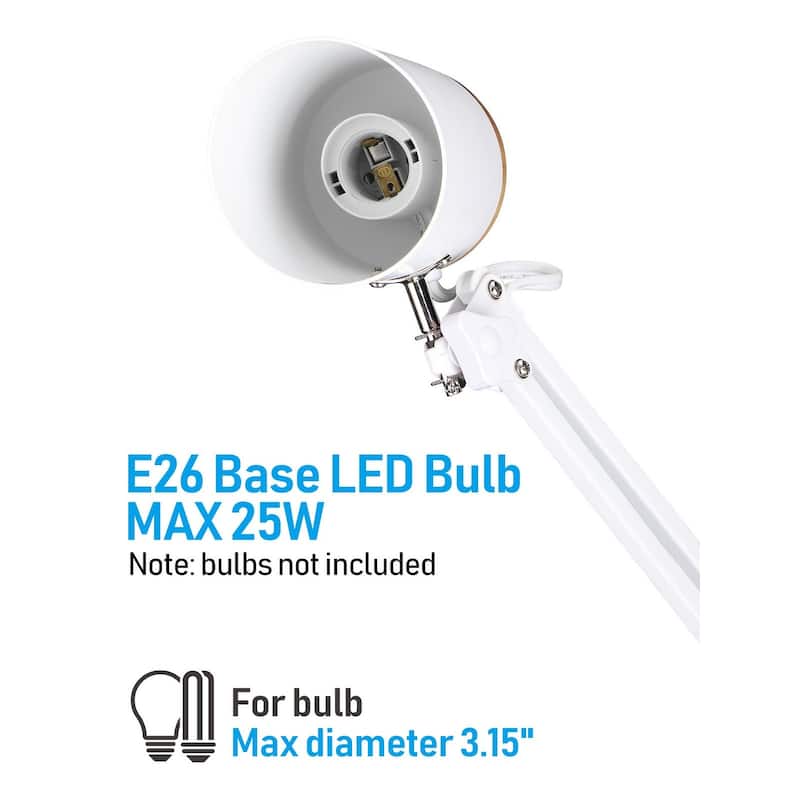 Adjustable Modern Metal Table Lamp, Large Size Max Height 29.7", E26 Base Metal Desk Lamp