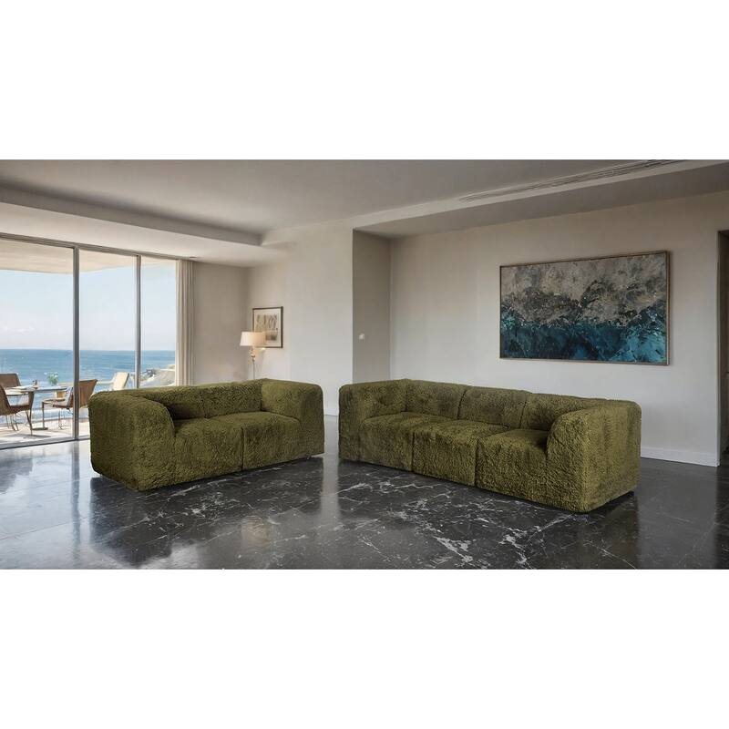 Olive Green Finish Modular Design Compressed Sofa 1pc