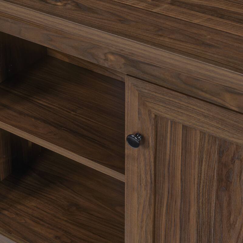 72" Sideboard Cabinet with 4 Doors, Minimalist TV Stand with 2 Compartments for Living Room, Dark Walnut