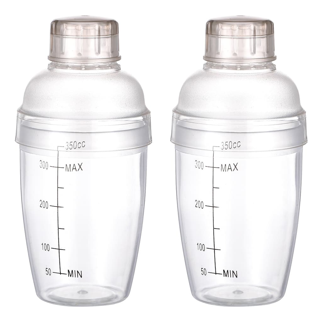 350ml 2pcs Plastic Cocktail Shaker Cup Scale Wine Beverage Mixer Drink Tools