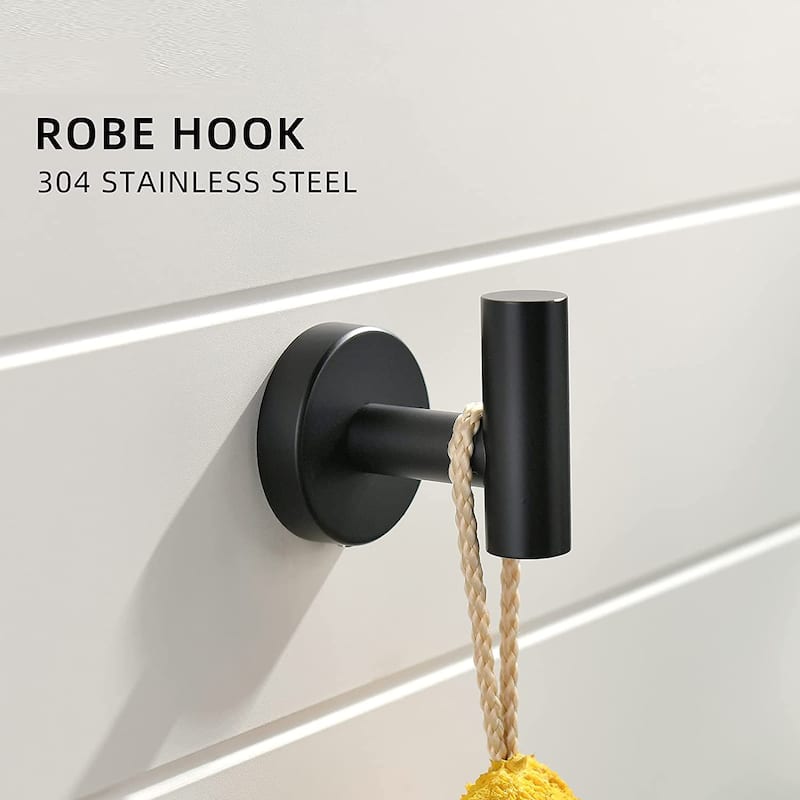 8-Piece Wall Mount Bathroom Hardware Set 23'' Bathroom Towel Bar Toilet Paper Holder Robe Hooks Stainless Steel Accessories Set