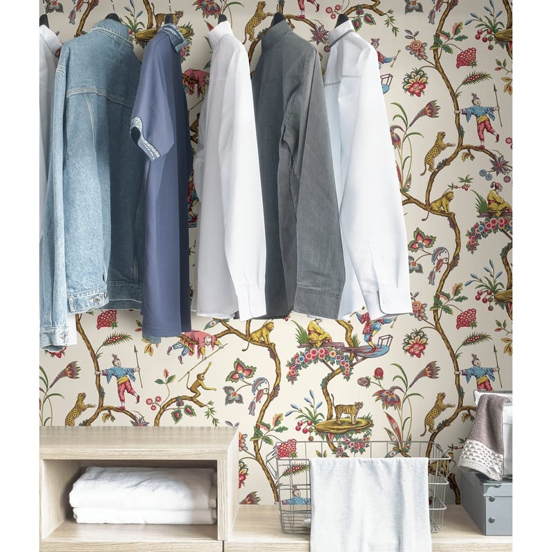 Scalamandre White Chinoise Exotique Self Adhesive Peel & Stick Wallpaper