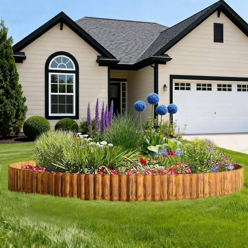 8" x20Ft Garden Galvanized Steel Landscape Fence, Corrugated Metal Garden Edging