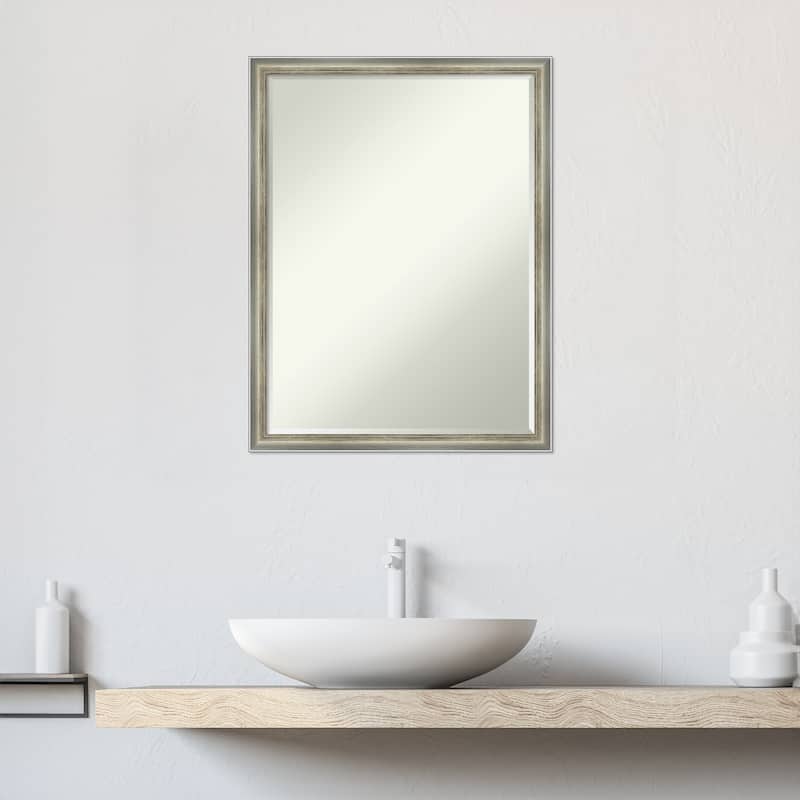 Salon Scoop Half-Inch-Bevel Wood Framed Bathroom Vanity Wall Mirror - Glass Size 18x24