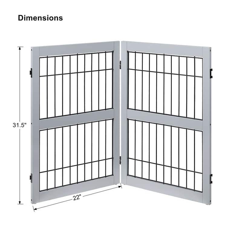 Unipaws Freestanding Wire Pet Gate with Door and 4 Support Feet