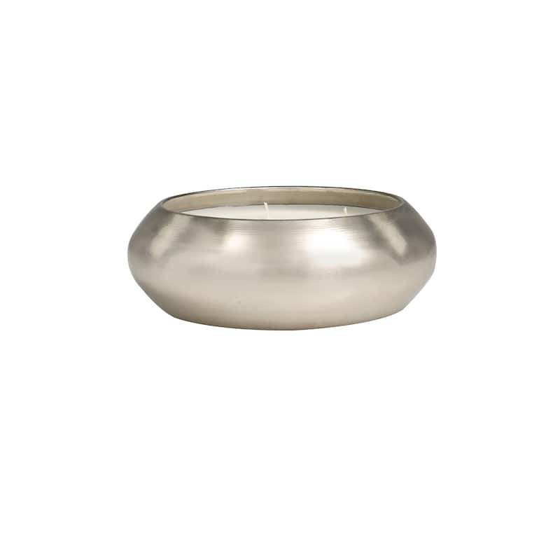Silver Metal Sweet Bamboo Scented Wide Wick Candle with White Wax
