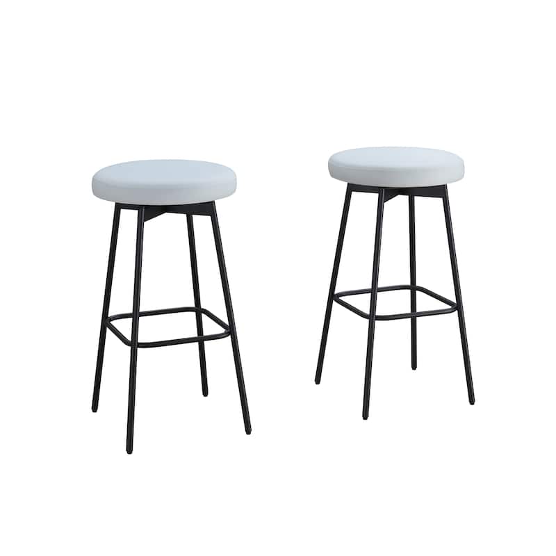 LuXeo Doheny Black Steel Legs Swivel Barstool (Set of 2) - N/A