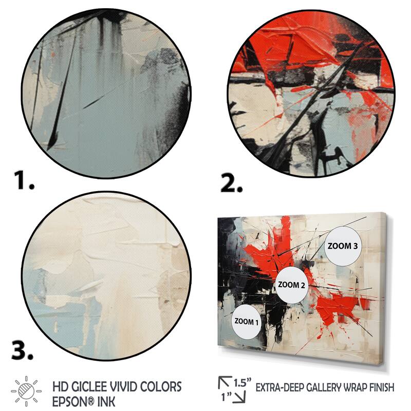 Designart "Abstract Duality II" Abstract Collages Multipanel Wall Art Living Room set