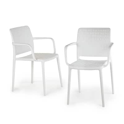 WRGHOME Modern Stacking Patio Dining Armchair Indoor/Outdoor (Set of 2) - 33.15'' H X 22.44'' W X 21.65'' D