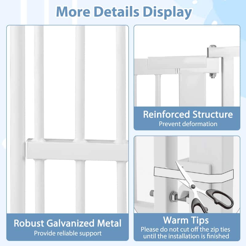 Costway 59"/67.5" Extra Tall Pet Gate with 30.5”-41” Width & 2 - White