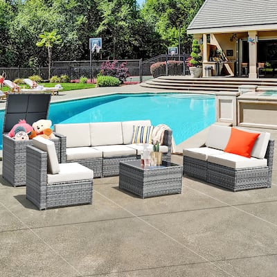 Costway 8 PCS Wicker Sofa Rattan Furniture Set Patio Furniture w/
