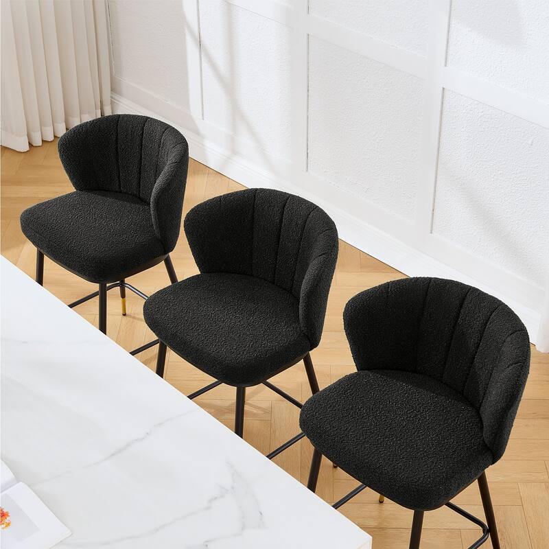 26" Boucle Fabric Counter Height Bar Stools, Set of 2/3/4 - 35.83"H x 22"W x 20.28"D