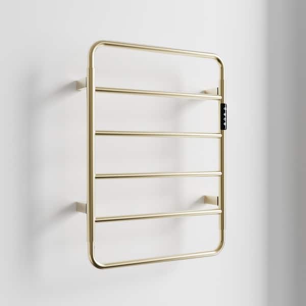 Wall Mounted Heated Towel Rack for Bathroom - Brushed Gold