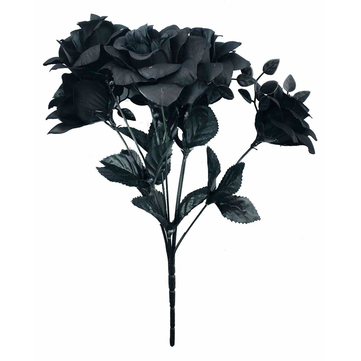 Shop Mm Tj Products Artificial Open Black Rose Bush 7 Stems Overstock 27725776