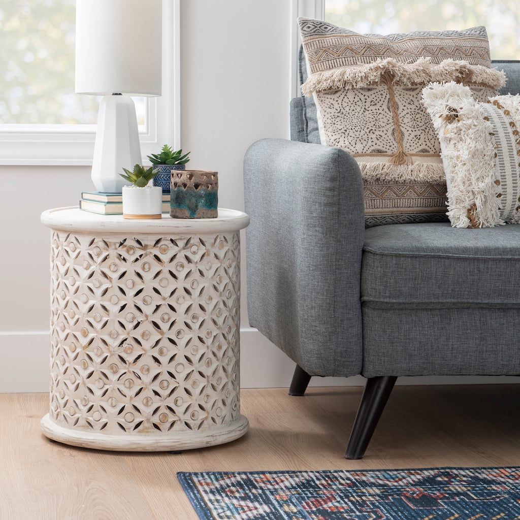 Linon Jennifer Boho Round Side Table