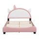 preview thumbnail 4 of 22, Unicorn Shape Headboard Platform Bed Frame with Small Wings, PU Upholstered Panel Bed, Wood Low Profile Bed for Girls Kids
