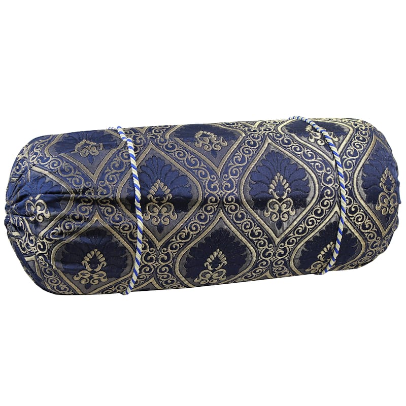 Natural Geo Navy Blue Gao Takiya Bolster Pillow (Set of 2)