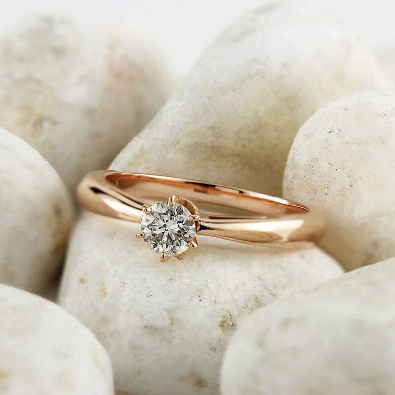 Auriya 14k Gold 1/3ctw Round Solitaire Diamond Engagement Ring