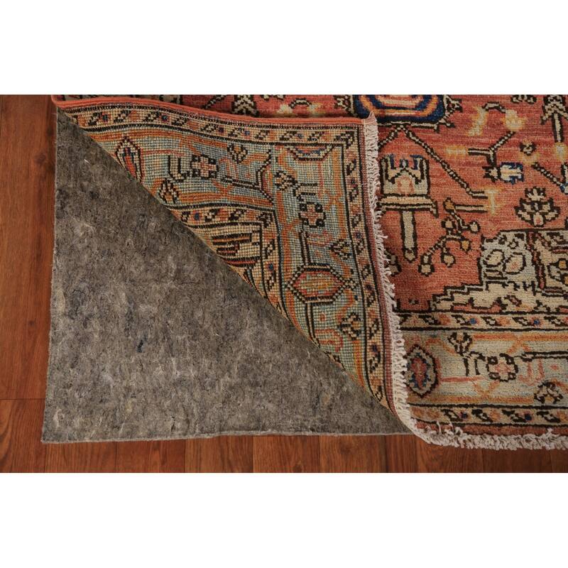 Orange Heriz Serapi Vegetable Dye Accent Rug Handmade Wool Carpet - 3'2"x 4'8"