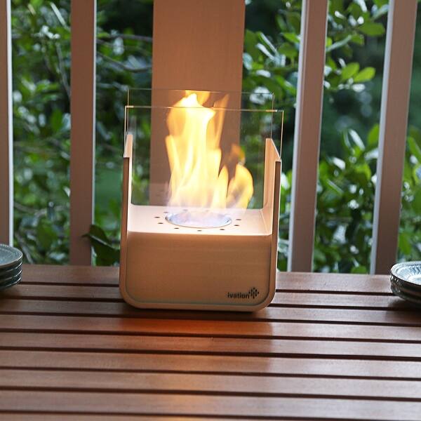 Shop Ivation Ventless Small Tabletop Fireplace White Stainless