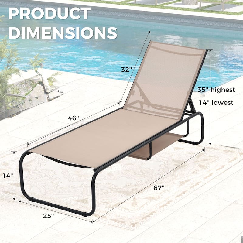 Ainfox 2 Pcs Chaise Lounge Outdoor Recliner Backyard Chair