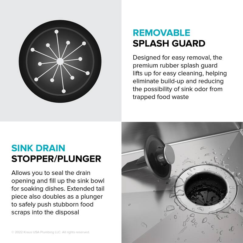 KRAUS WasteGuard Continuous Feed Garbage Disposal for Kitchen Sinks
