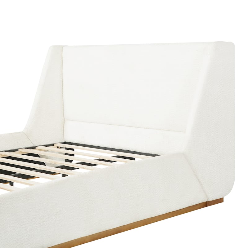 Christopher Knight Home - Modern Upholstered Boucle Platform Bed with Wingback Headboard