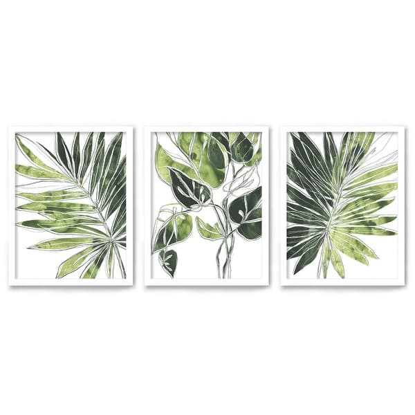 slide 1 of 3, Modern Botanicals By World Art Group 3 Piece Framed Print Wall Art Set White - 24 x 36