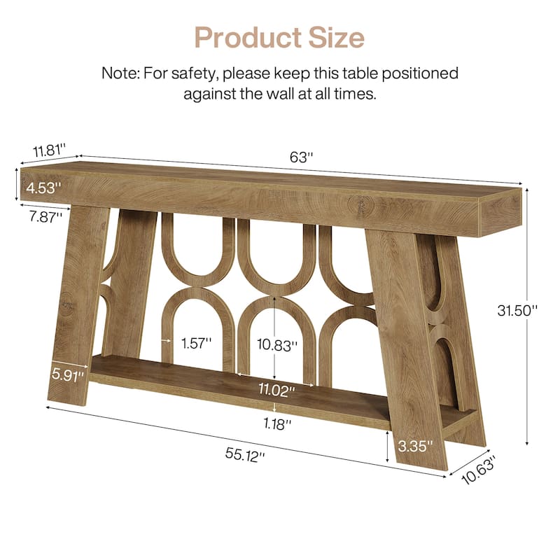 63" Console Table with Arched Legs