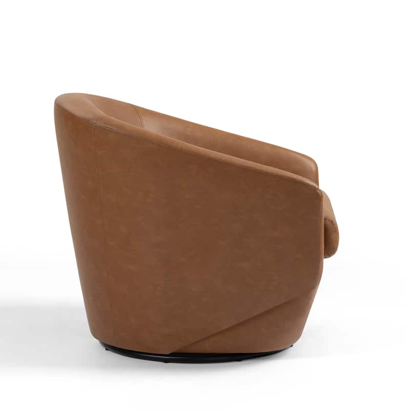 2 Set Vegan Leather Armchair Barrel Swivel Accent Chairs