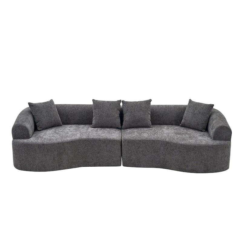 106.29" Curved Chenille Sectional Sofa, No Assembly Required