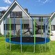 preview thumbnail 1 of 16, Kids Trampoline, Round Outdoor Recreational Trampoline with Safety Fence Mesh, Ladder and 8 or 12Wind Stakes 192*192*8.9