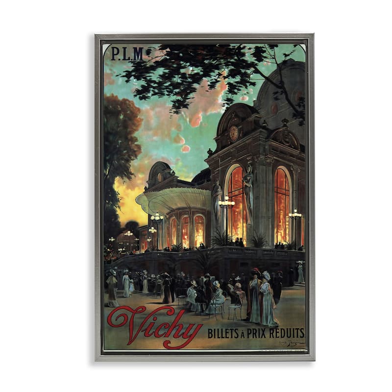 Stupell Vichy Cultural Antique Poster Framed Floater Canvas Wall Art Design By Marcus Jules - 21 x 31 - Grey
