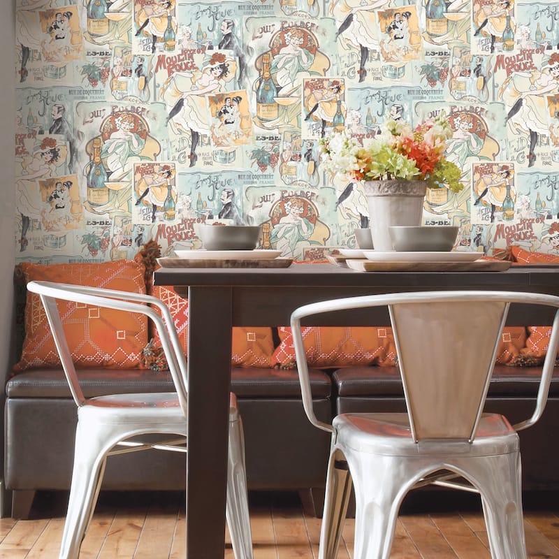 Galerie Wallcoverings Nostalgie Collection Champagne Posters Non-woven Matte Wallpaper Roll