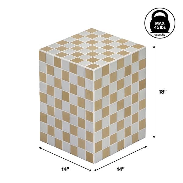 dimension image slide 5 of 11, Callista 18" Modern Bohemian Ceramic Tiled Rectangle End Table - 14 X 14 X 18